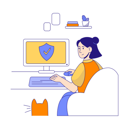 Woman using internet security  Illustration