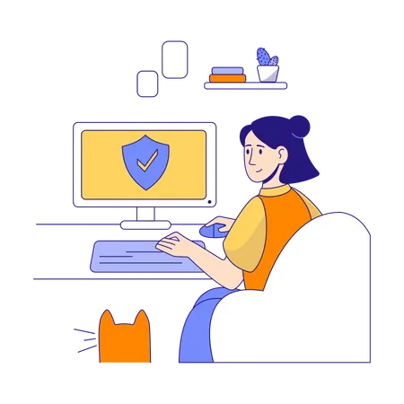 Woman using internet security  Illustration