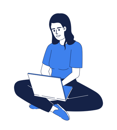 Woman using laptop Illustration