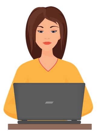 Woman using laptop  Illustration