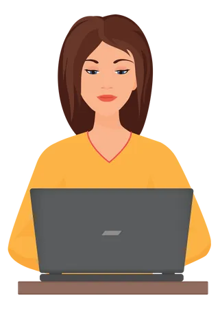 Woman using laptop  Illustration