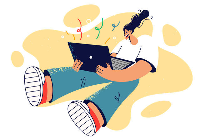 Woman using laptop  Illustration