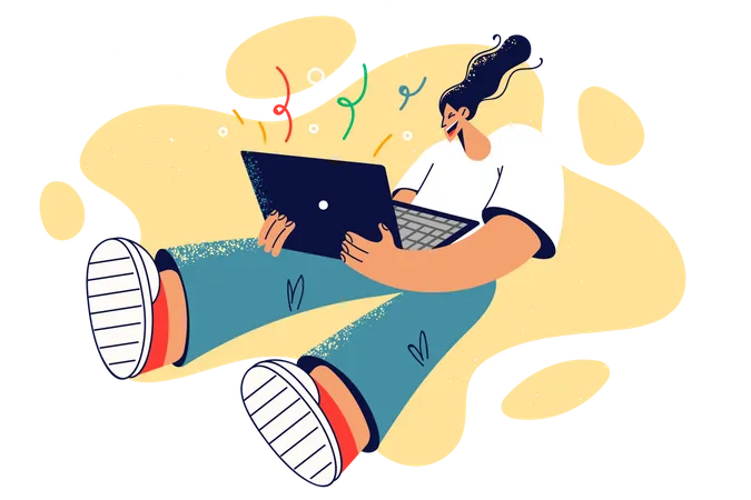 Woman using laptop  Illustration