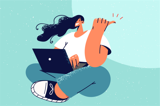 Woman using laptop  Illustration