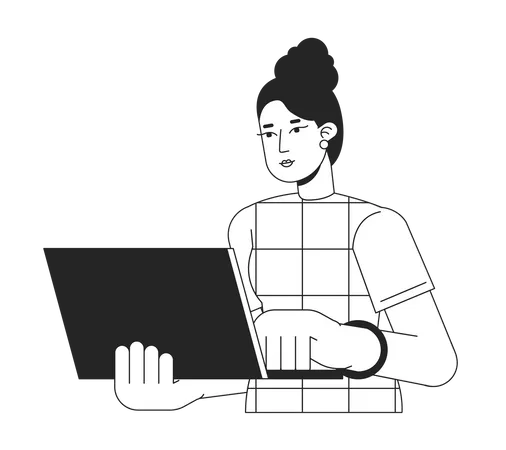 Woman using laptop in office  Illustration