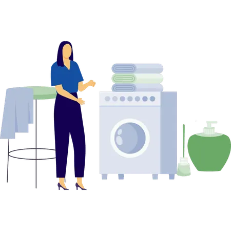Woman using laundry services  Illustration