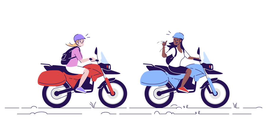 Woman using local transport with guide  Illustration