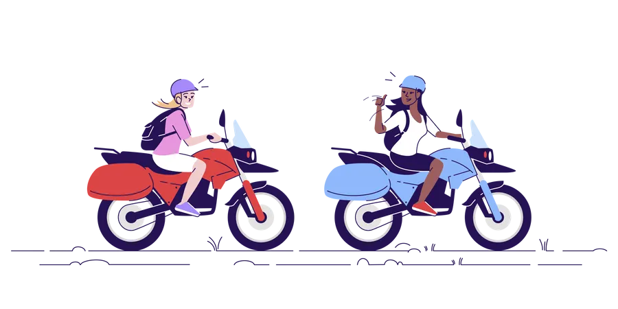 Woman using local transport with guide  Illustration