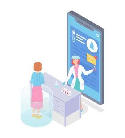 Woman Using Medical App  Illustration