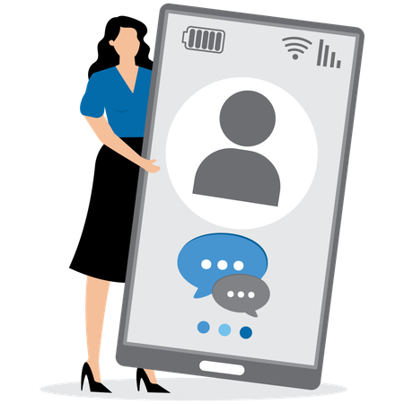 Woman using Messaging service  Illustration