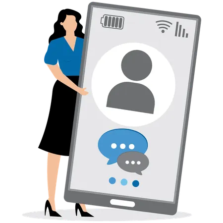 Woman using Messaging service  Illustration