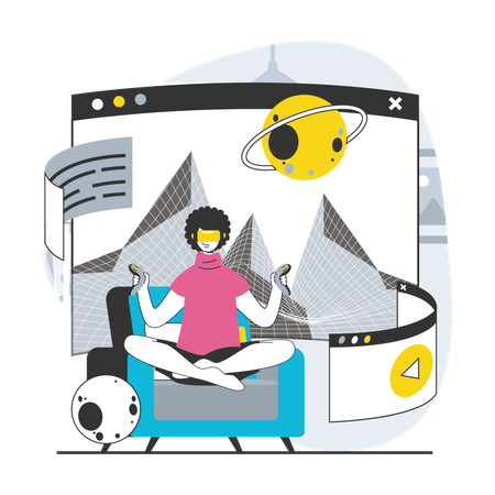 Woman using Metaverse  Illustration