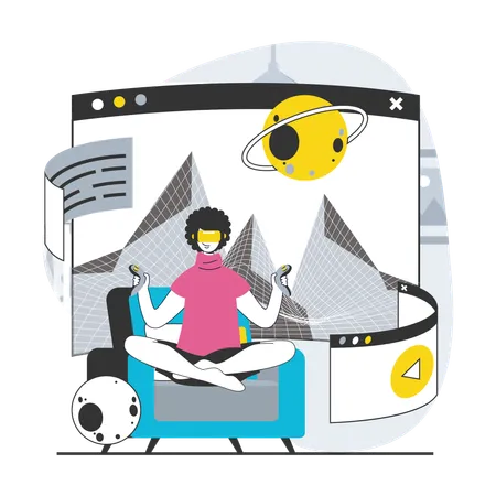 Woman using Metaverse  Illustration