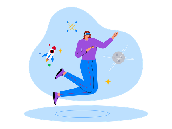 Woman using metaverse tech  Illustration