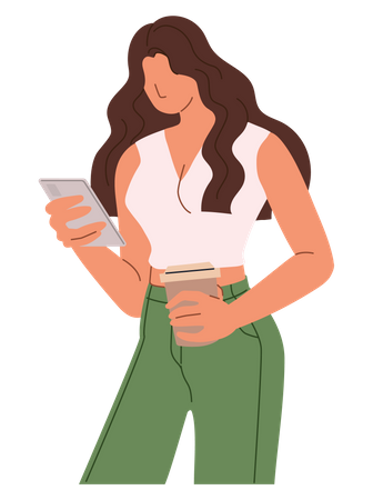 Woman using mobile Illustration