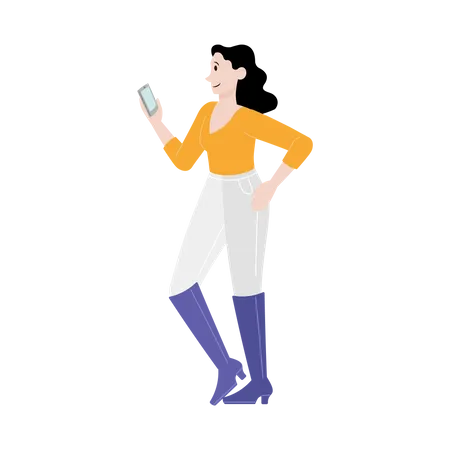 Woman using mobile Illustration