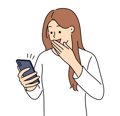 Woman using mobile  Illustration