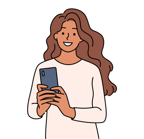 Woman using mobile  Illustration