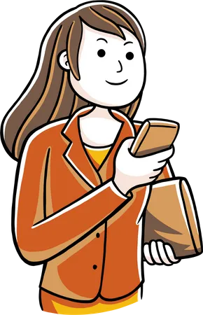 Woman Worker With Smartphone And Laptop Illustration