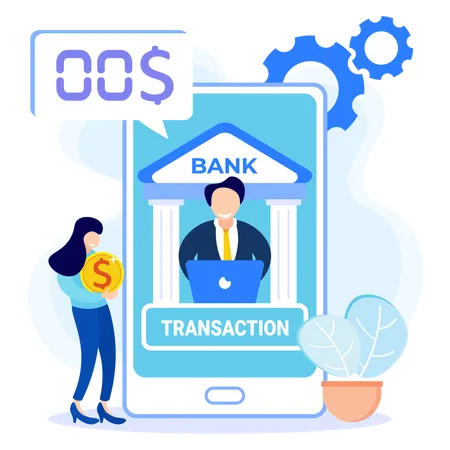 Illustration Vector Graphic Cartoon Character Of Mobile Banking Illustration