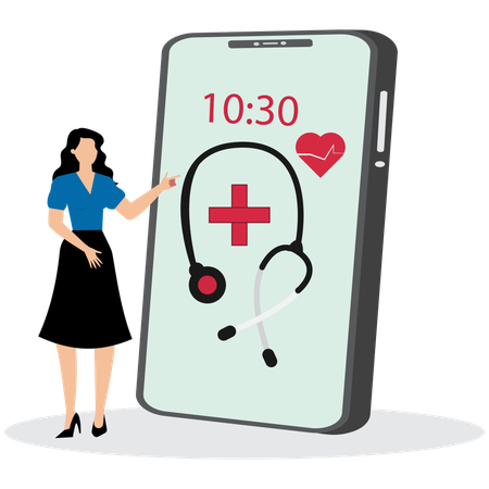 Woman using Mobile Health App  Illustration