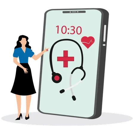Woman using Mobile Health App  Illustration