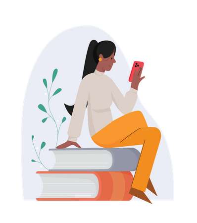 Woman Using Mobile  Illustration