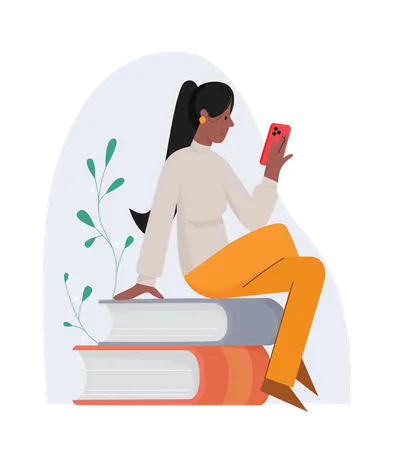 Woman Using Mobile  Illustration