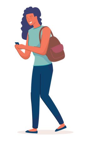 Woman using mobile  Illustration