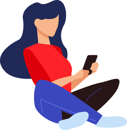 Woman Using Mobile  Illustration