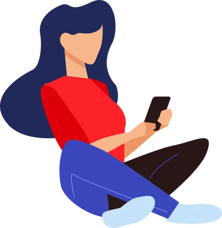 Woman Using Mobile  Illustration