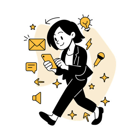 Woman Using Mobile Phone for Business Chat  Illustration