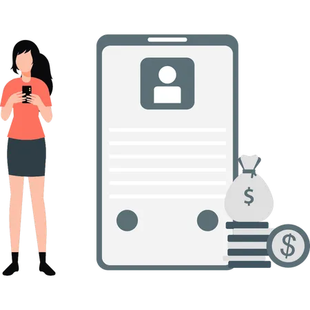 Woman using mobile phone  Illustration