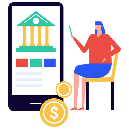 Woman using net banking  Illustration