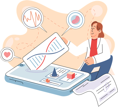 Woman using online healthcare service  Illustration