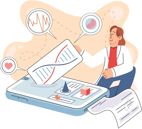 Woman using online healthcare service  Illustration