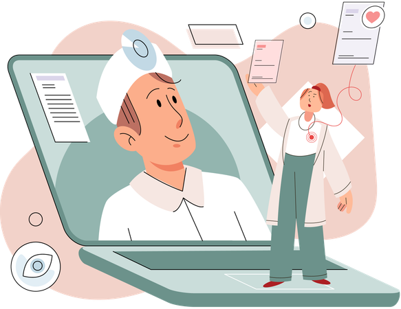 Woman using online medical service app  Illustration