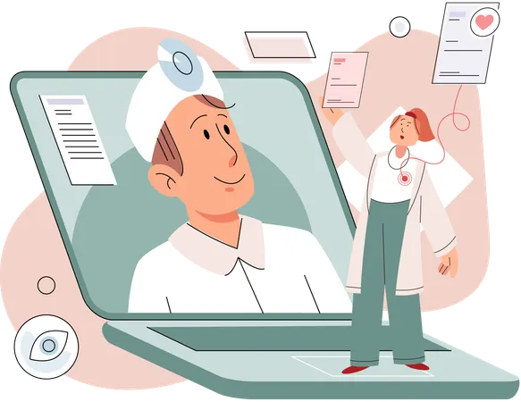 Woman using online medical service app  Illustration