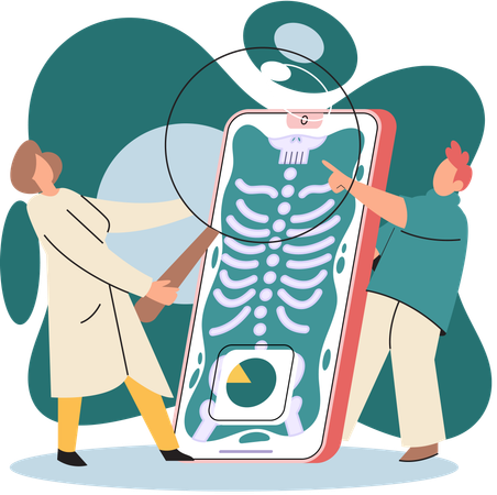 Woman using online medical service mobile app  Illustration