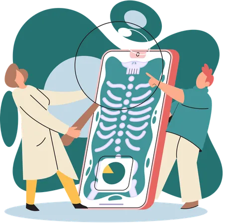 Woman using online medical service mobile app  Illustration