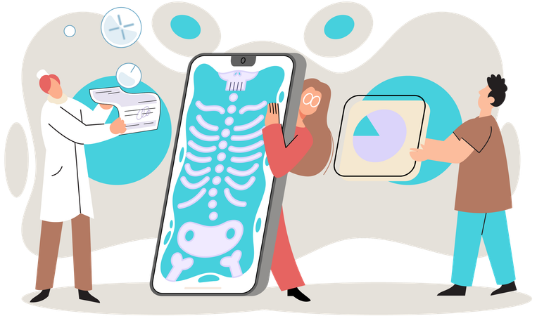 Woman using online medical service mobile app  Illustration