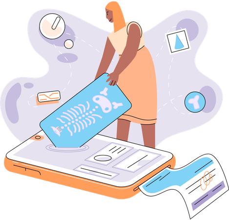 Woman using online medical service mobile app  Illustration