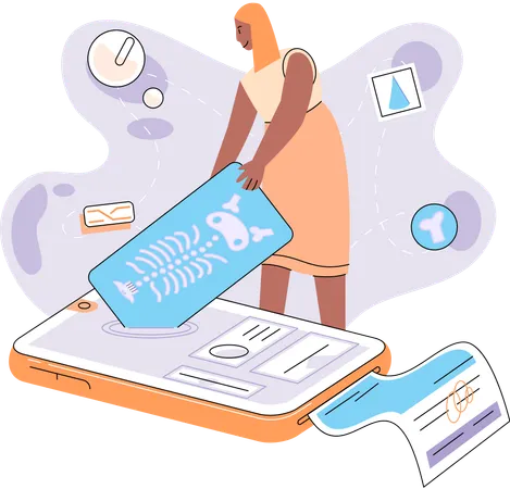 Woman using online medical service mobile app  Illustration