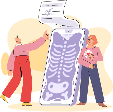 Woman using online medical service mobile app  Illustration