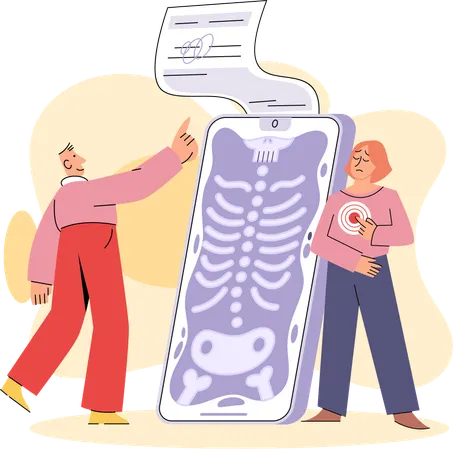 Woman using online medical service mobile app  Illustration