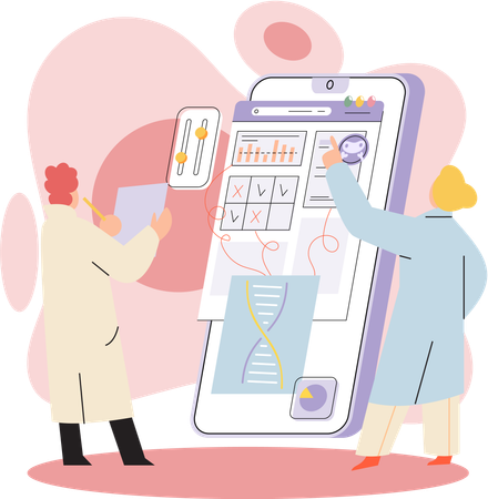 Woman using online medical service mobile app  Illustration