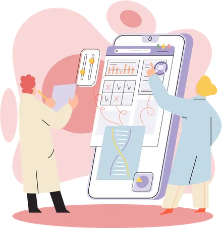 Woman using online medical service mobile app  Illustration