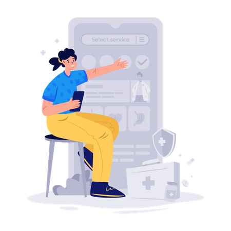 Woman using online medical services  Illustration