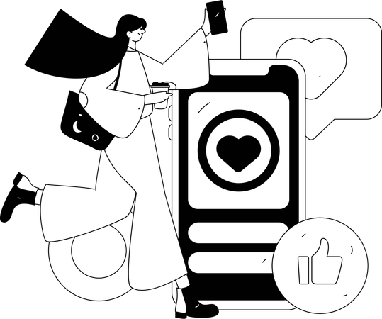 Woman using Online messaging platform  Illustration
