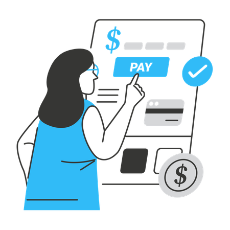 Woman using online payment technology  Illustration